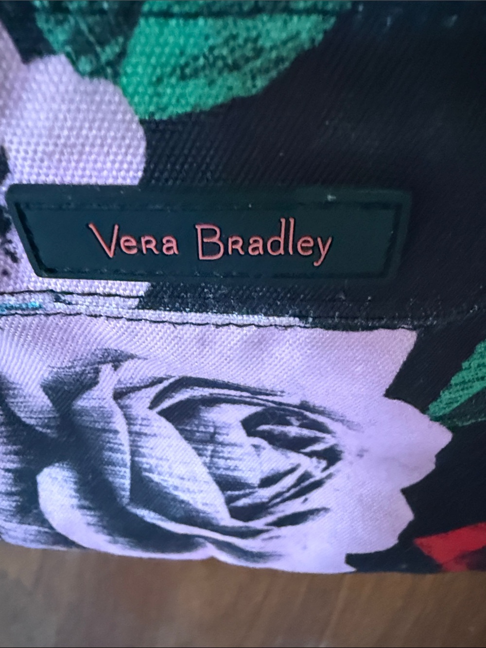 Vera Bradley Rose Floral Crossbody Bag Black Pink Red